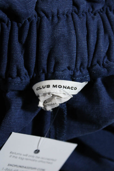 Club Monaco Womens High Waist Tied Ruffled Ruched Straight Leg Pants Blue Size 2