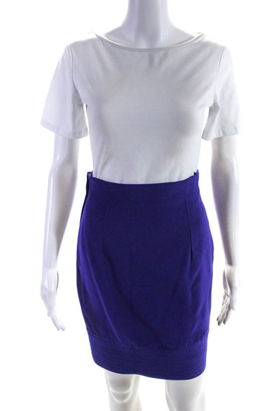 Gianni Versace Womens Side Zip Knee Length Pencil Skirt Purple Wool Size IT 38
