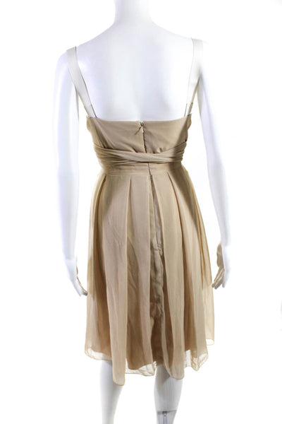 Vera Wang Women's Sleeveless Satin Square Neck Slip Dress Gold Size 12