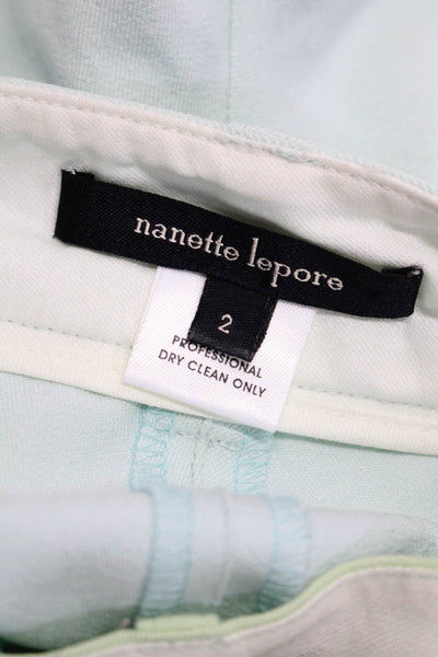 Nanette Lepore Womens Low Rise Flare Pants Light Blue Green Size 2 Lot 2