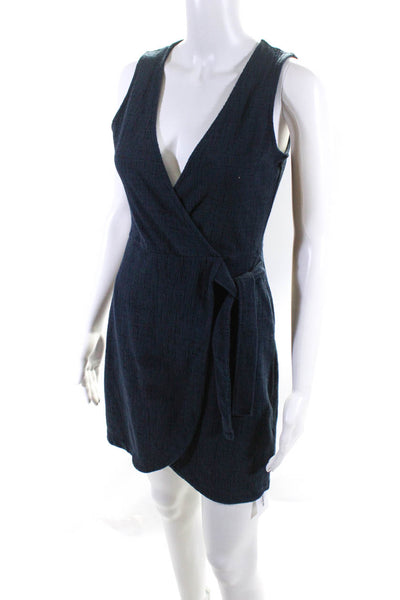 Madewell Texture & Thread Womens Wrap Dress Navy Blue Size Extra Extra Small