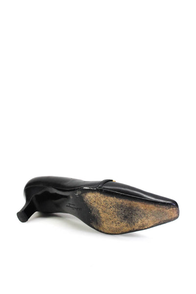 Salvatore Ferragamo Women's Leather Pointed Toe Mid Heel Pumps Black Size 6.5
