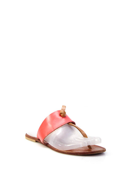 Joie a la Plage Women's Slip On Leather Strappy Flat Sandals Pink Size 36