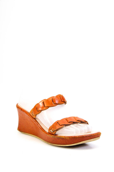 Stephane Kelian Women's Leather Wedge Heel Strappy Sandals Brown Size 6
