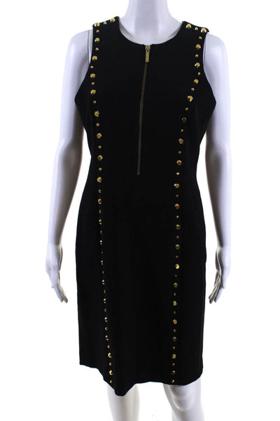 Michael Michael Kors Women's Studded Zip Front Sheath Dress Black Size 6