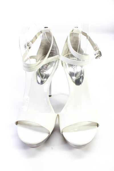 Michael Michael Kors Womens White Leather Ankle Strap Clear Platform Shoes Size9