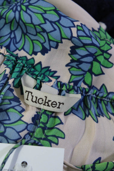 Tucker Womens Spaghetti Strap Floral Tank Top Blouse Pink Green Blue Size Petite