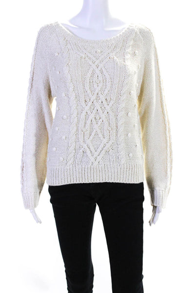 Cupcakes And Cashmere Womens Knit Pearl Texture Long Sleeve Sweater Cream Size S
