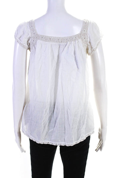 Calypso Saint Barth Womens Cotton Embroidered Floral Blouse Top White Size XS