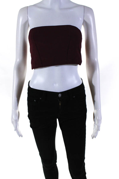 Remember Womens Strapless Lightweight Crop Top Red Size Extra Small