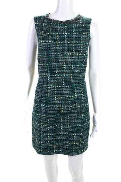 Laundry by Design Womens Knit Silver Tone Chain Pencil Dress Blue Black Size 2