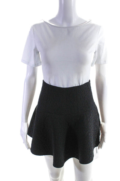 Tibi Women's Animal Print High Waist Mini Skirt Black Size 0