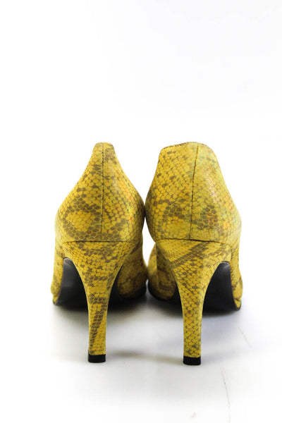 Charles Jourdan Paris Women's Animal Print Pointed Toe Pumps Yellow Size 8.5