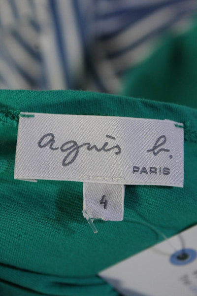 Agnes B Womens Short Sleeve Scoop Neck Oversized Star Tee Shirt Teal Size 4