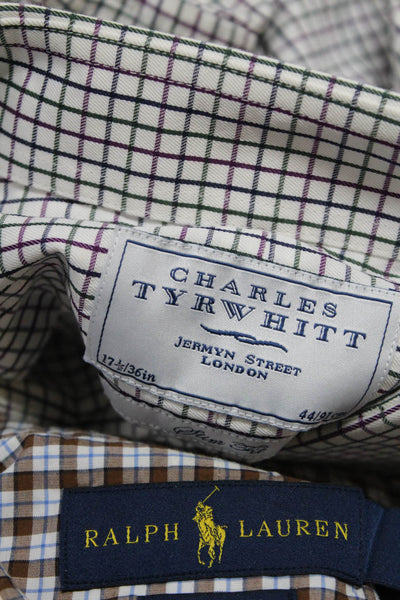 Charles Tyrwhitt Ralph Lauren Mens White Plaid Dress Shirt Size 17.5 M Lot 2