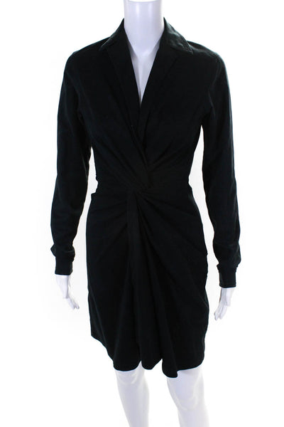 Byron Lars Women's Long Sleeve Collar Sheath Dress Navy Size 2