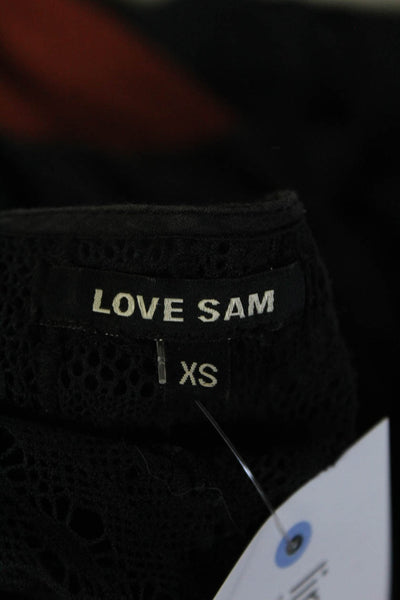 Love Sam Women's Embroidered Button Down Short Sleeve Midi Dress Black Size XS