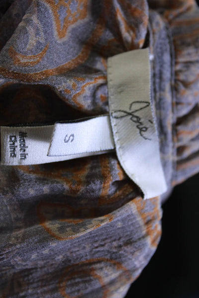 Joie Women's Silk Paisley Print 3/4 Sleeve A Line Dress Gray Orange Size S
