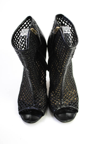 Jerome C. Rousseau Womens Leather Caged Peep Toe Stilettos Black Size 9US 39EU