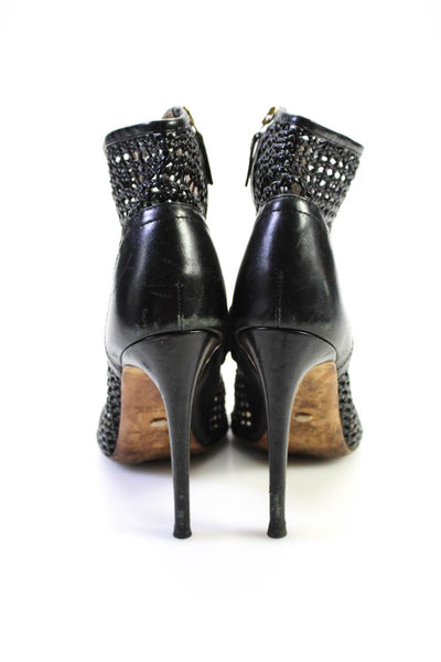 Jerome C. Rousseau Womens Leather Caged Peep Toe Stilettos Black Size 9US 39EU