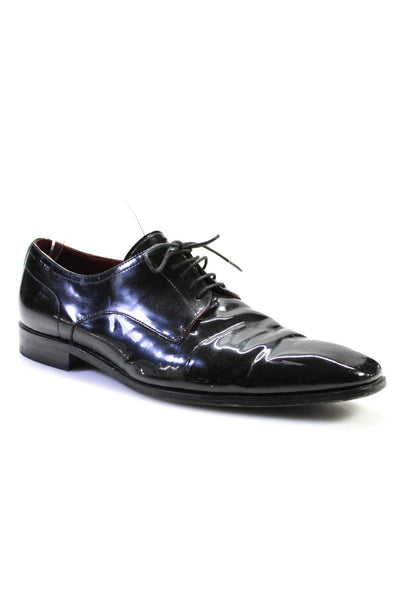 Boss Hugo Boss Mens Patent Leather Lace Up Derby Dress Shoes Black Size 11.5US