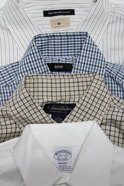 Brooks Brothers Hugo Boss John Varvatos Mens Shirt Beige Size L/14.5/15/19 Lot 2