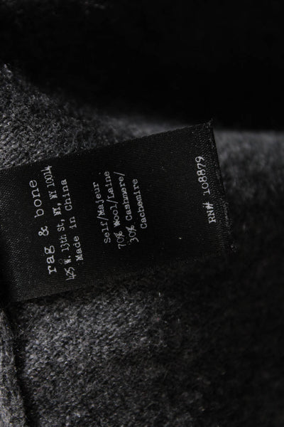 Rag & Bone Womens Wool Ribbed Knit Long Sleeve Crewneck Sweater Gray Size M