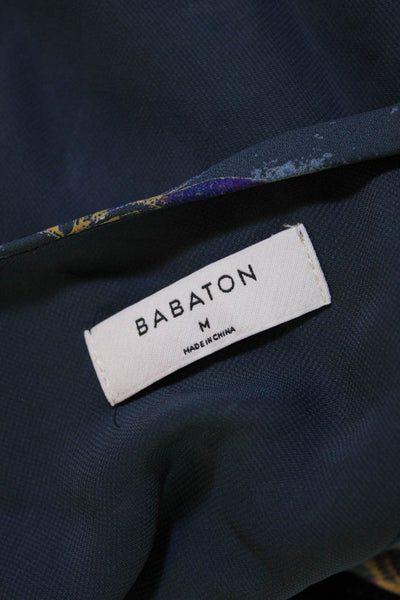 Babaton Womens Spaghetti Strap V Neck Floral Shift Dress Blue Pink Size Medium