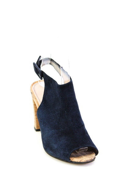 Barneys New York Womens Suede Ankle Strap Block High Heels Blue Brown Size 5