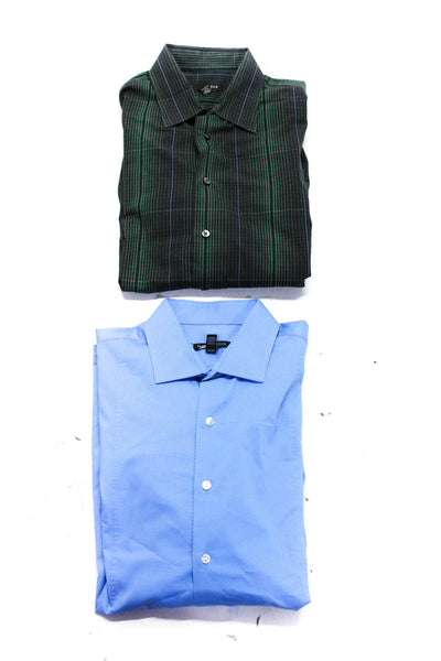 Van Heusen Mens Long Sleeve Button Up Dress Shirt Black Blue Green Large Lot 2