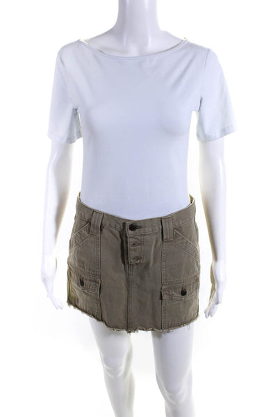 Joie Womens Cotton Cut Off Hem Short Unlined Cargo Skirt Brown Tan Size 4