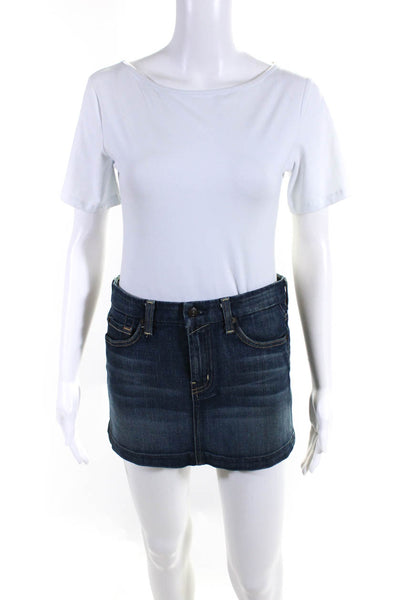 7 For All Mankind Womens Cotton Medium-Wash Denim Jean Mini Skirt Blue Size 27