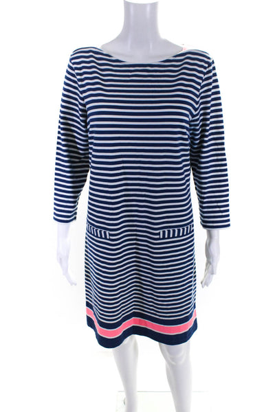 Lilly Pulitzer Women's Striped 3/4 Sleeve Pocket Dress Blue Size L