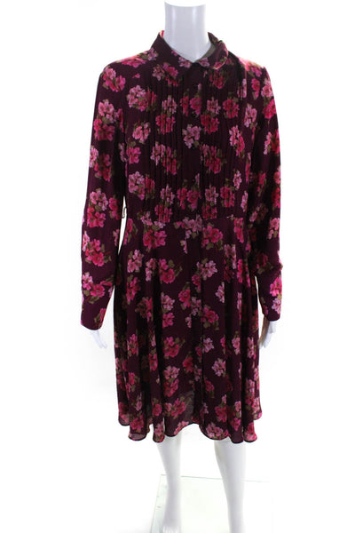 Nanette Lepore Women's Floral Print Long Sleeve Midi Dress Purple Size 8