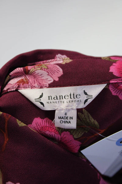 Nanette Lepore Women's Floral Print Long Sleeve Midi Dress Purple Size 8
