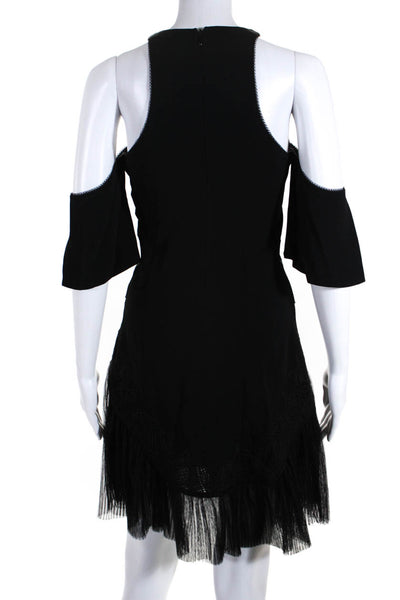 Jonathan Simkhai Womens Embroidered Lace Tulle Hem Sheath Dress Black Size 2