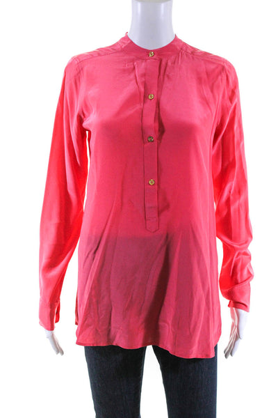 C Wonder Women's Silk Long Sleeve Button Down Blouse Pink Size XS