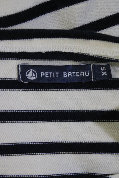 Petit Bateau Women's Striped 3/4 Sleeve Crewneck Sheath Dress White Size XS