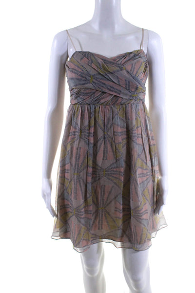 Matty M Women's Silk Abstract Print Strapless Mini Dress Multicolor Size S