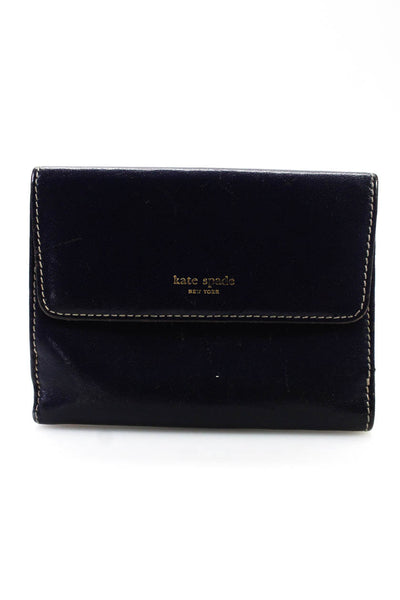 Kate Spade New York Womens Leather Button Closure Pocket Card Wallet Indigo