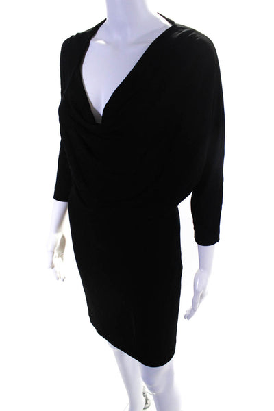 Joseph Womens Woven Long Sleeve Cowl Neck A-Line Sheath Dress Black Size S