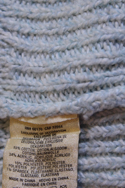 Sleeping On Snow Anthropologie Womens Crystal Trim Crochet Sweater Blue Medium