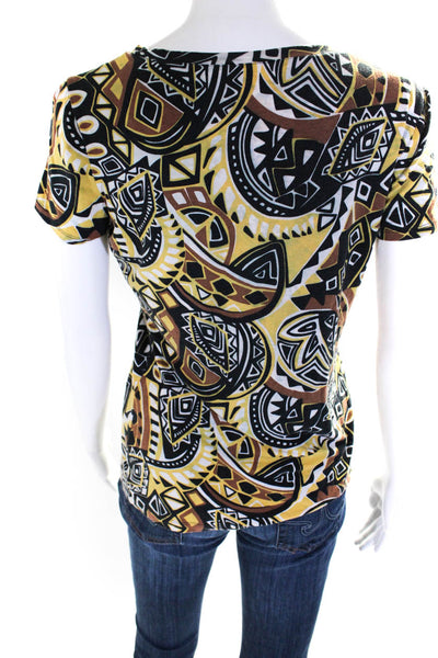 Lafayette 148 New York Womens Tribal Graphic Short Sleeve Top Multicolor Size S