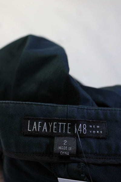 Lafayette 148 New York Womens Sateen Mid Rise Straight Leg Pants Navy Size 2