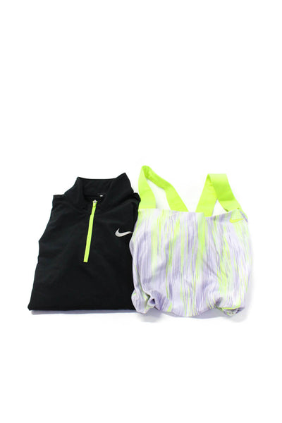 Nike Womens Solid Half Zip Athletic Shirt Tank Black Multicolor Size M Lot 2