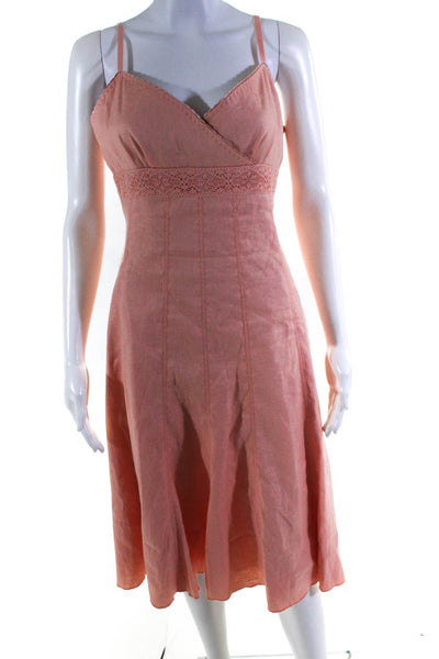 Gianni Bini Womens V-Neck Empire Waist Mid Length Sleeveless Dress Pink Size 6