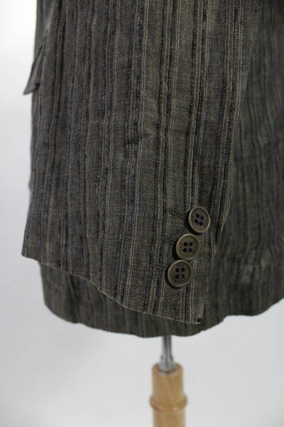 Ted Baker London Mens Linen Striped Print Two Button Blazer Jacket Brown Size 42
