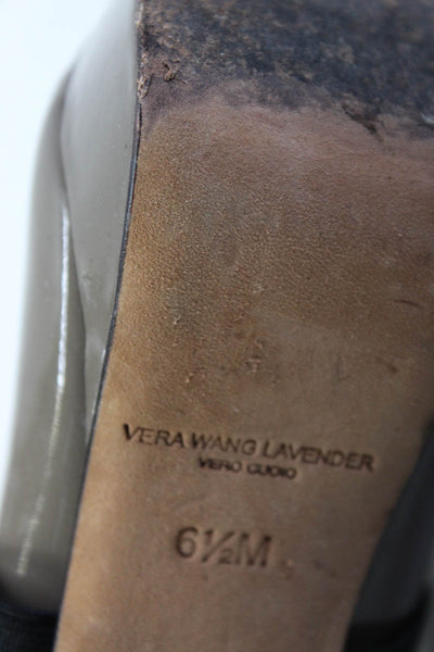 Vera Wang Lavender Label Womens Leather Peep Toe Block High Heels Brown Size 6.5