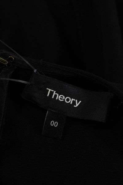 Theory Women's Crew Neck Short Sleeve Midi Pencil Dress Black Size 00