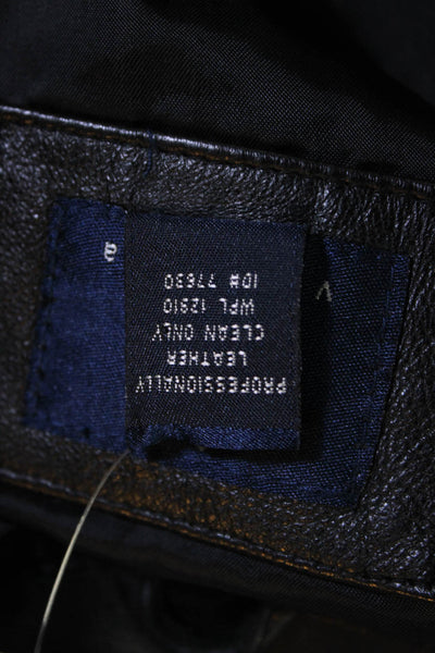 Designer Venezia Mens Leather Darted Zipped Long Sleeve Jacket Black Size 14